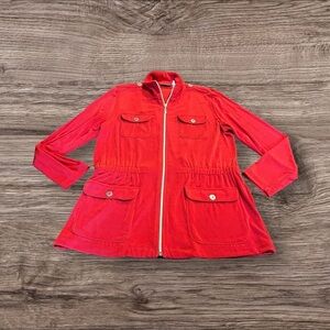 Travelers by Chico’s Red Zip Front Jacket Size 1 (8-10)